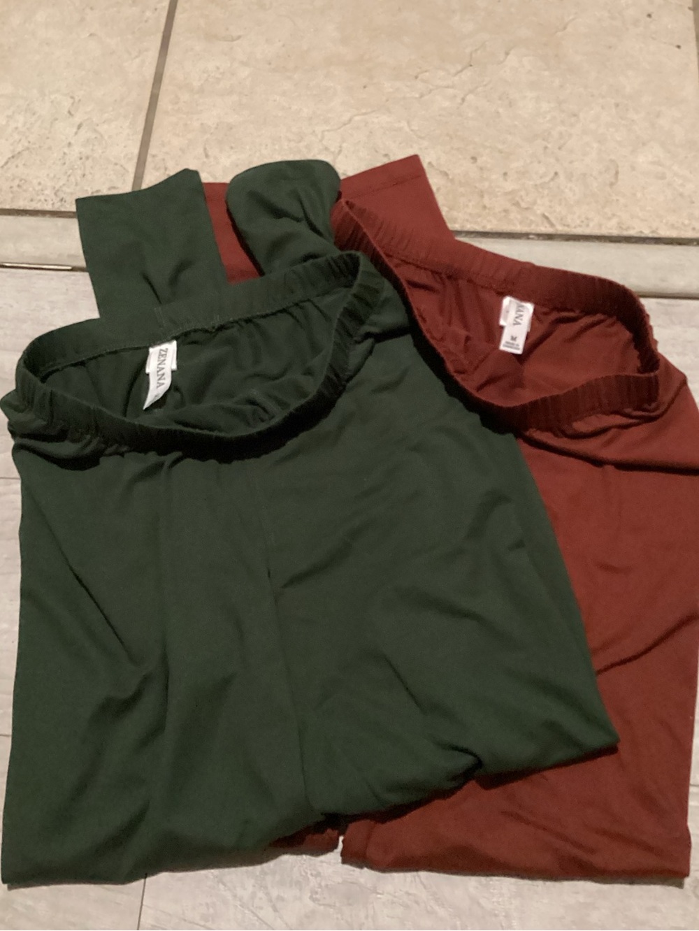 Zenana cotton leggings in Forest Green & Rust